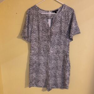 Black and White Printed Women's Romper